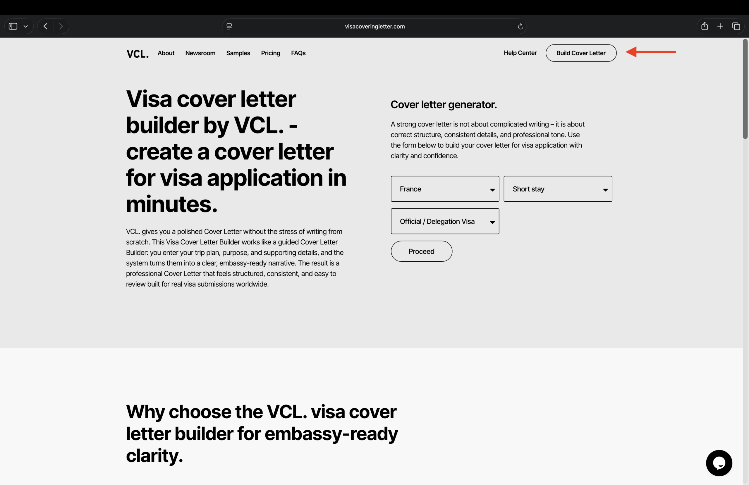 build-visa-cover-letter-using-VCL