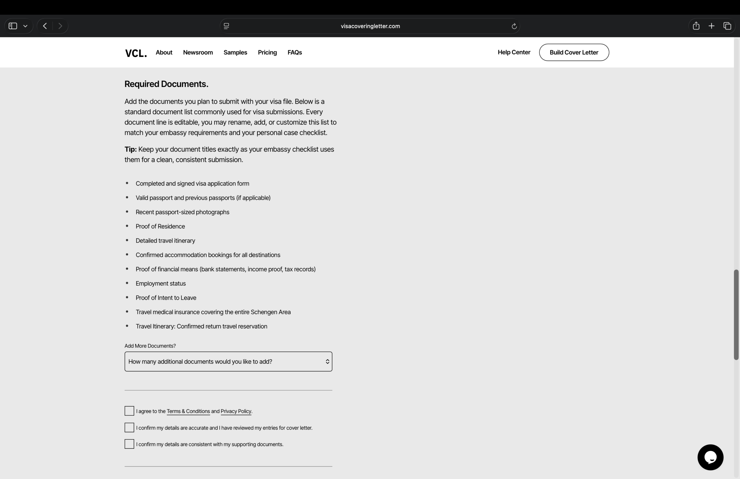 check-out-required-documents-for-selected-visa-type-VCL-cover-letter