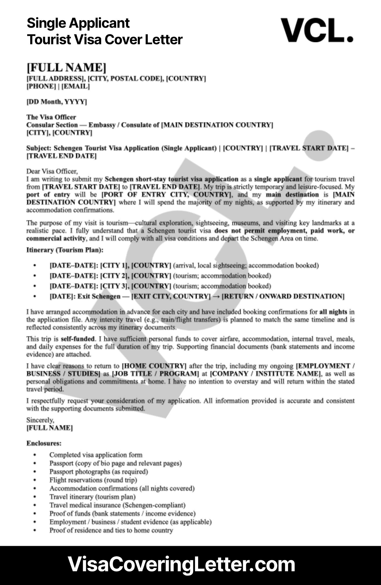 single-applicant-tourist-visa-cover-letter-sample