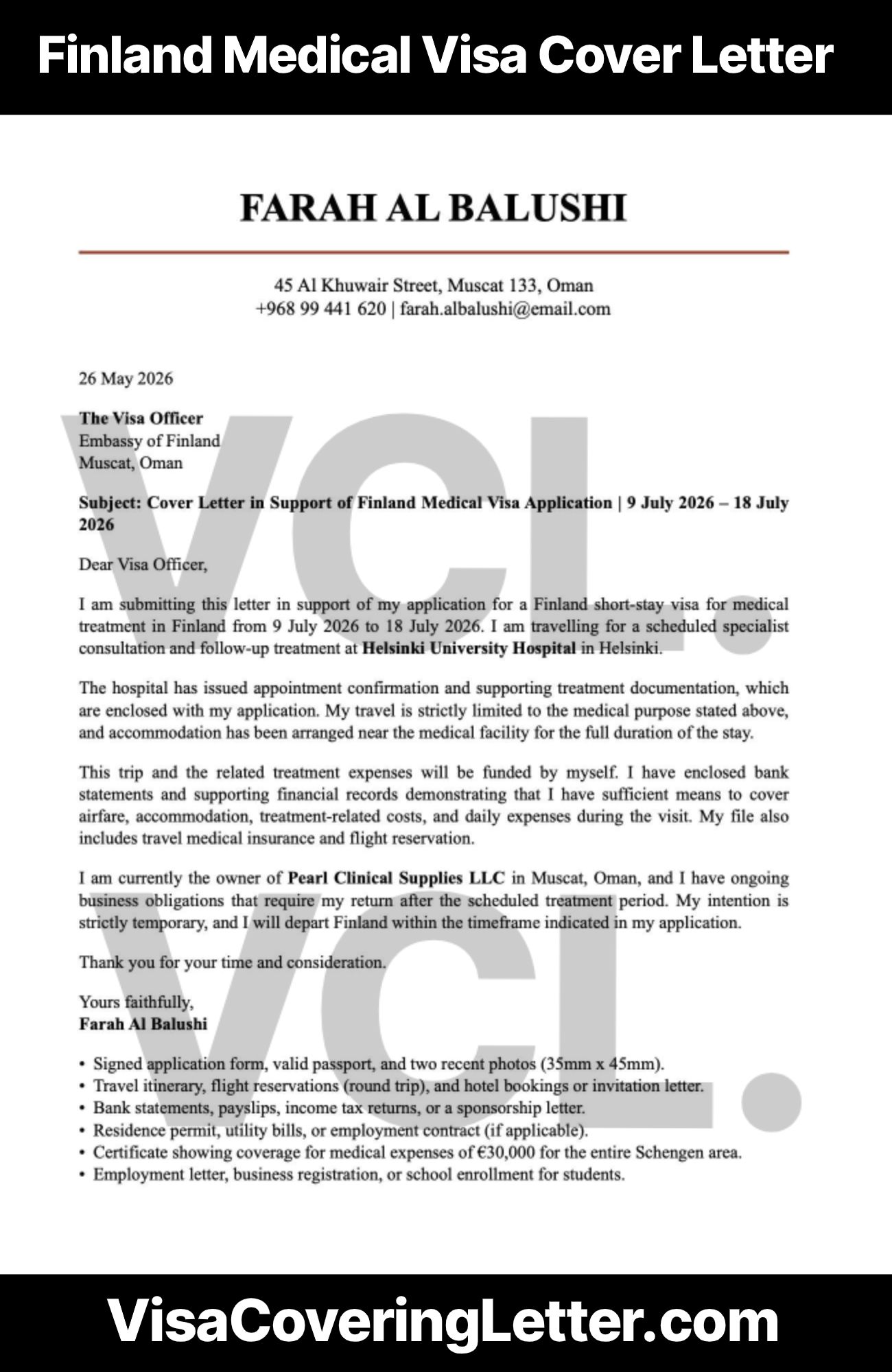 finland-medical-visa-cover-letter-sample