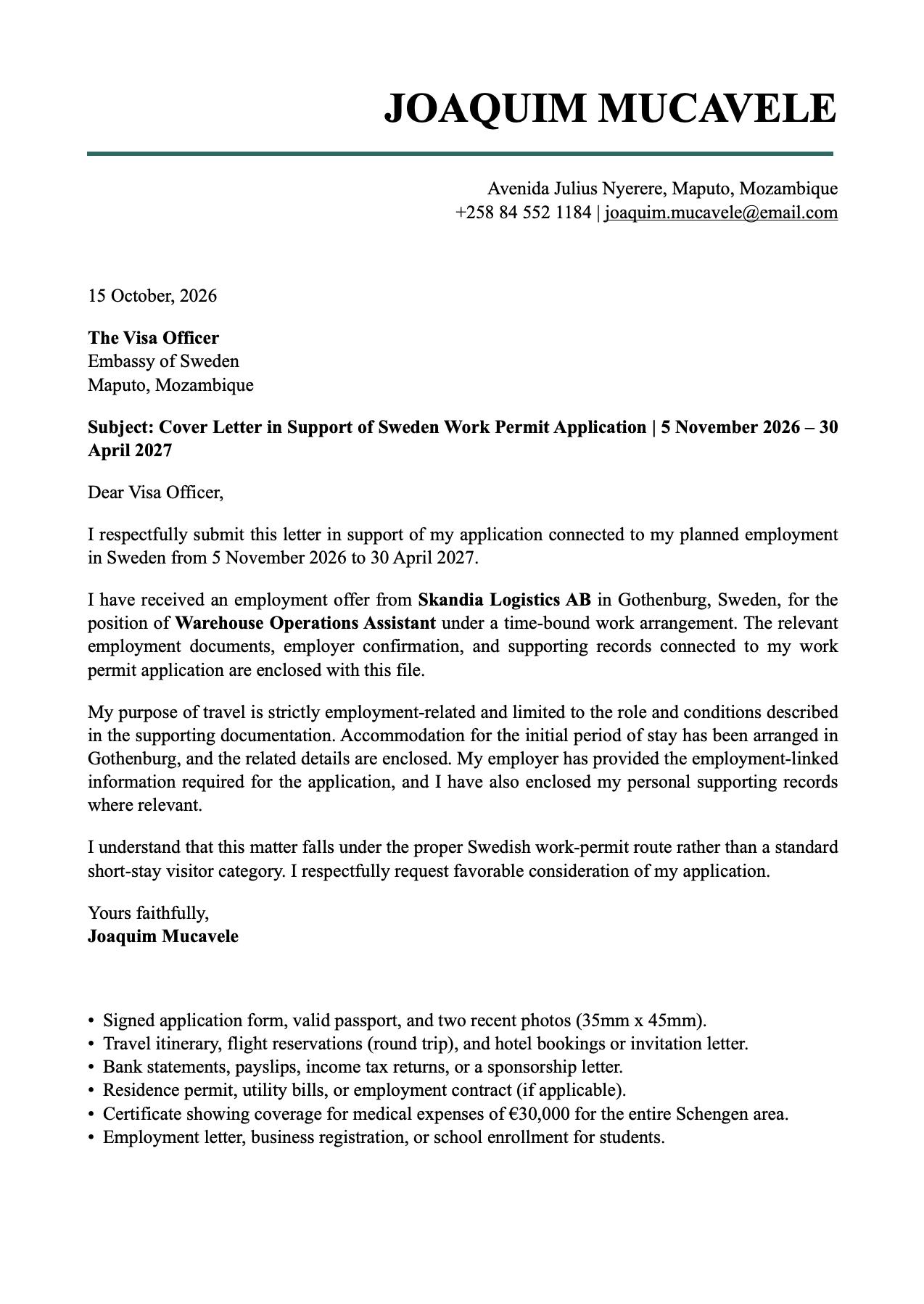 sweden-work-visa-cover-letter-sample