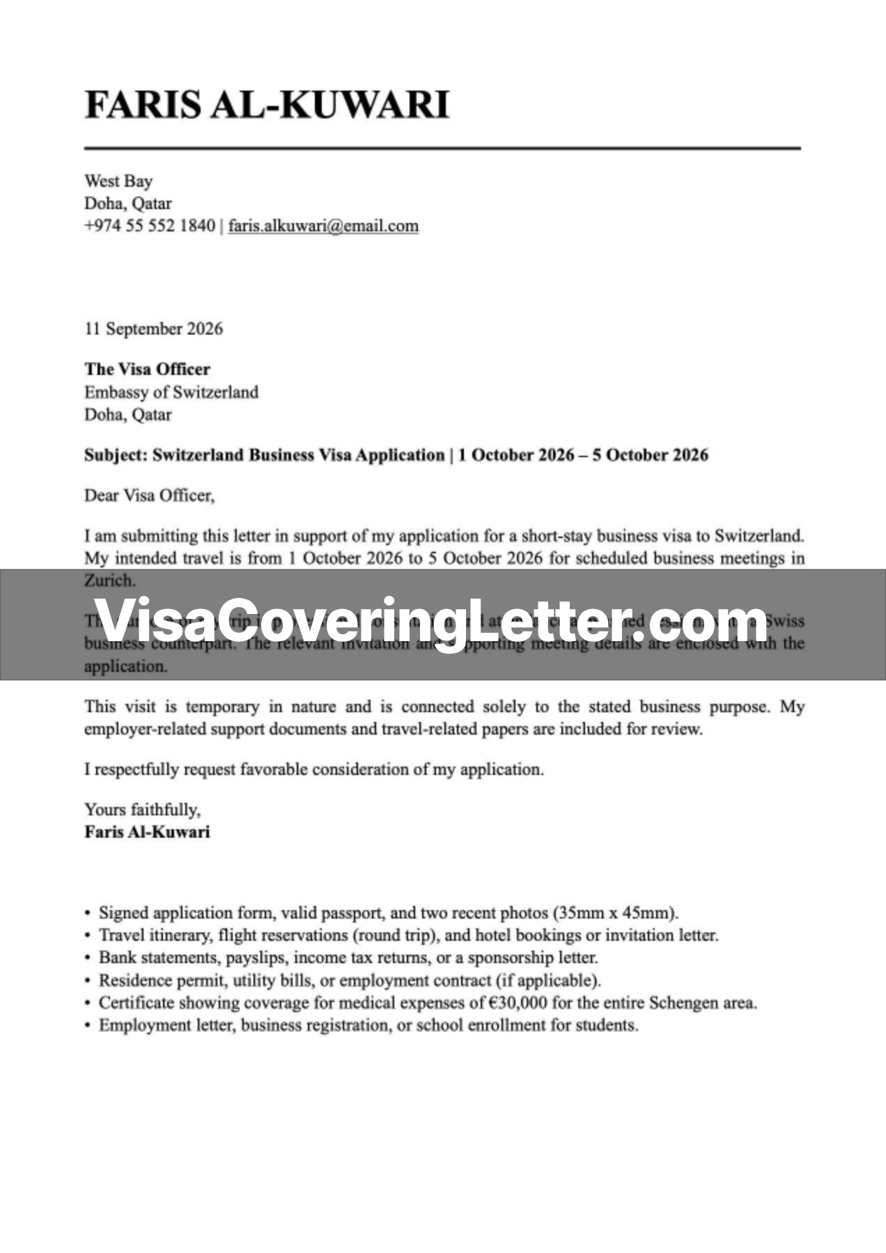 cover-letter-for-switzerland-business-visa