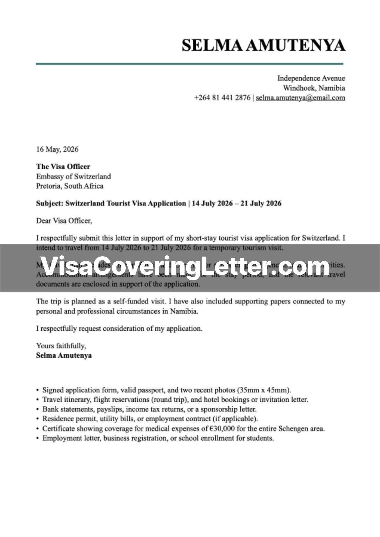 cover-letter-for-switzerland-tourist-visa