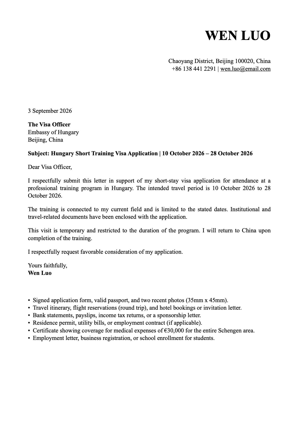 hungary-study-visa-cover-letter-sample