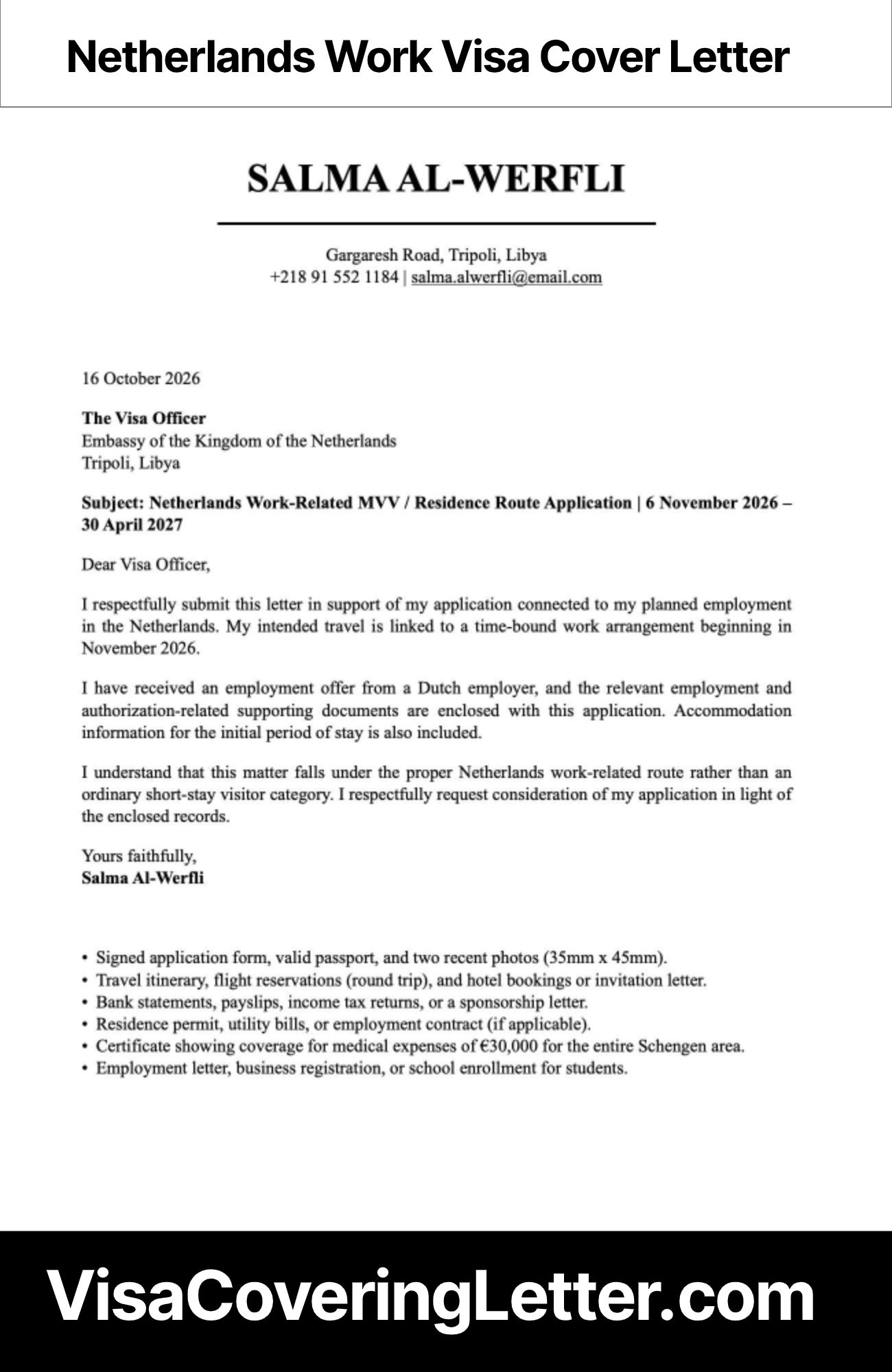 netherlands-employment-work-visa-cover-letter-sample