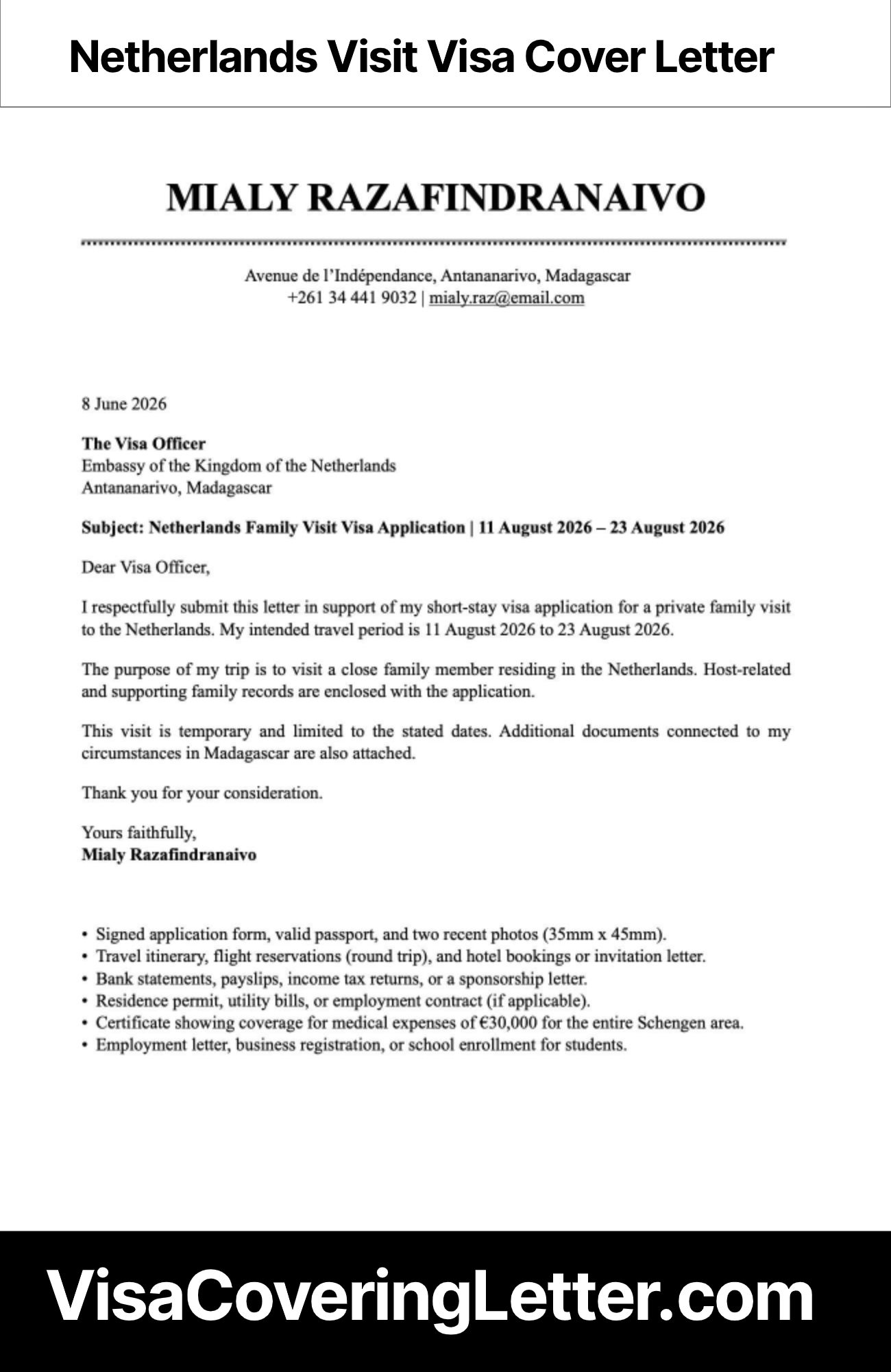 netherlands-visit-visa-cover-letter-sample