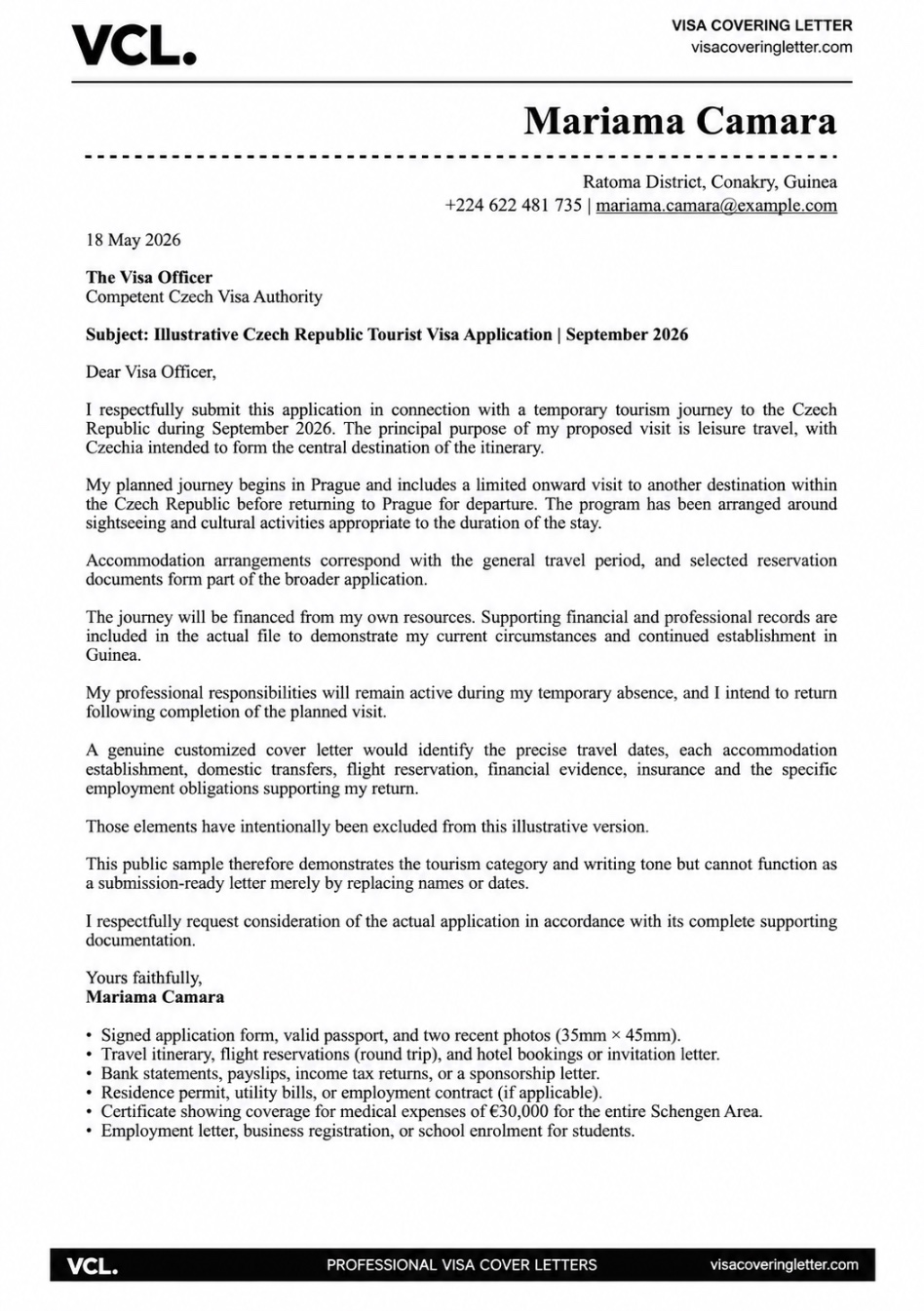 cover-letter-for-czech-republic-tourist-visa