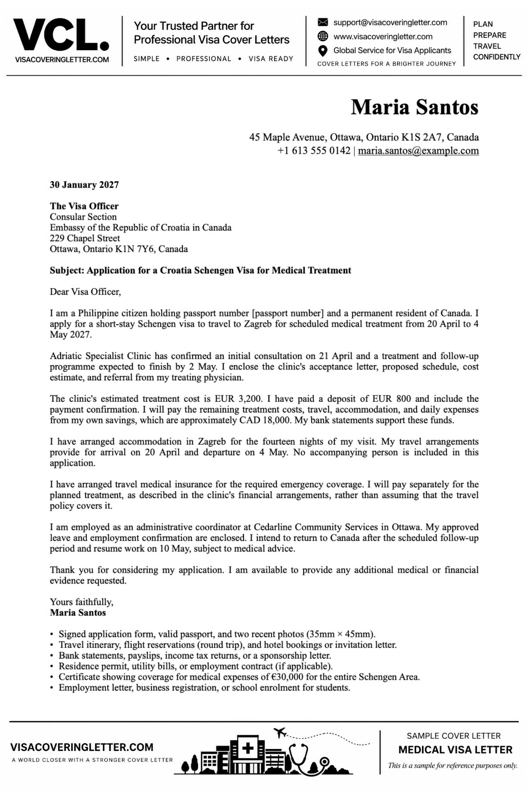 croatia-medical-visa-cover-letter-sample