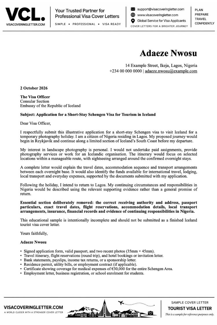 iceland-tourist-visa-cover-letter-sample